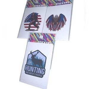 3/$25 *Pack of Three Vinyl Stickers, UV/Weather Resistant, 1¾"×2⅜"